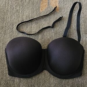 Black Strapless Padded Push-Up Bra 34D